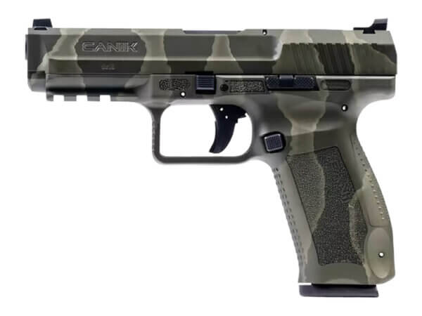 Canik HG4865RGN TP9SF 9mm Luger 18+1 (2) 4.46″ Reptile Green Picatinny Rail Frame with Interchangeable Backstrap Fiber Optic Sights Includes Holster
