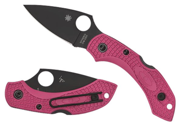 Spyderco C28FPPNS30VBK2 Dragonfly 2 2.30″ Folding Plain Black TiCN CPM S30V SS Blade/Pink Textured w/Black Accents FRN Handle Includes Pocket Clip