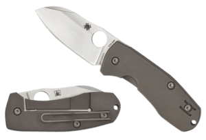 Spyderco C158TIP2 Techno 2 2.52″ Folding Sheepsfoot Plain CTS XHP Steel Blade/Matte Stonewashed Titanium Handle Includes Pocket Clip