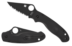 Spyderco C229GS Shaman 3.58″ Folding Serrated Stonewashed CPM S30V SS Blade/ Black Textured G10 Handle Includes Pocket Clip