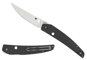 Spyderco C242CFP Ikuchi 3.26″ Folding Plain CPM S30V SS Blade/Black Textured Carbon Fiber/G10 Handle Includes Pocket Clip