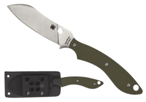Spyderco FB49GPOD Stok 2.95″ Fixed Bowie Plain Stonewashed 8Cr13MoV SS Blade/Olive Drab Textured G10 Handle Includes Sheath w/G-Clip