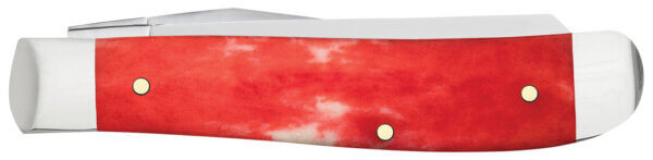 Case 10761 Dark Red Bone Trapper Mini Folding Spear/Pen Plain Mirror Polished Tru-Sharp SS Blade/Smooth Dark Red/Pinched Bolsters Bone/SS Handle