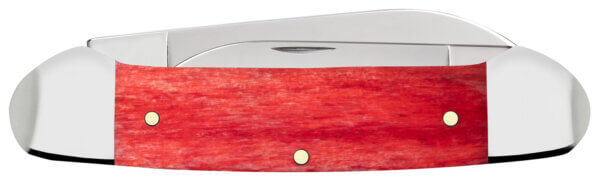 Case 10765 Dark Red Bone Canoe Folding Spear/Pen Plain Mirror Polished Tru-Sharp SS Blade/Smooth Dark Red/Pinched Bolsters Bone/SS Handle