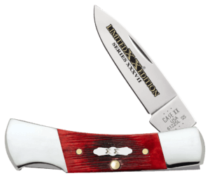 Case 12212 Limited Edition XXXVII Sowbelly Folding Clip Point/Sheepsfoot/Spey Plain Mirror Polished w/Engraving Tru-Sharp SS Blade/Old Red Barnboard Jig/SS Stag Bone/Nickle Handle