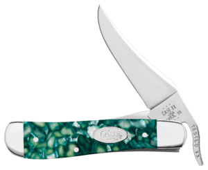 Case 71384 SparXX Peanut Folding Clip Point/Pen Plain Mirror Polished Tru-Sharp SS Blade/Green Kirinite Handle