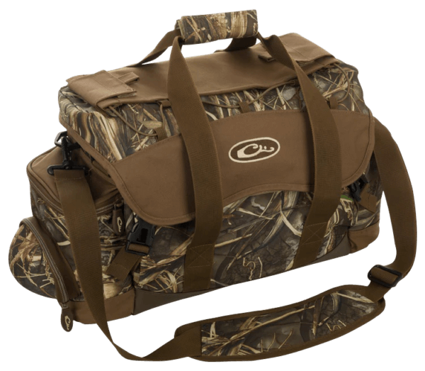 Drake Waterfowl DA2020038 Blind Bag (Large) Realtree Max-7 Waterproof Nylon 18 Pockets Sunglass Pocket Thermos Sleeve Carry Handles/Adj. Strap
