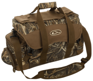 Drake Waterfowl DA43000063 HND Blind Bag (Large) Mossy Oak Bottomland Waterproof Polyester & Interior Storage Pockets 3 Large Exterior Pockets Carry Handles/Adj. Strap