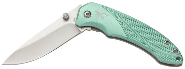 Browning 3220360 Allure EDC 2.88″ Folding Drop Point Plain 7Cr17MoV SS Blade Mint Green Textured Anodized Aluminum Handle Includes Pocket Clip