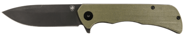 Templar Knife PFMGN321 Paladin 3.27″ Folding Drop Point Plain Black Powder Coated D2 Steel Blade 4.40″ Green Micarta Handle Includes Pocket Clip