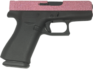 Glock UX4350204FRMOSGGPG G43X MOS Slim Sub-Compact 9mm Luger 10+1 3.41″ Black GMB Barrel  Glamour Glock Pink Glitter Cerakote MOS Cut/Serrated Slide  Black Cerakote Polymer Frame w/Beavertail & Grip  Ambidextrous