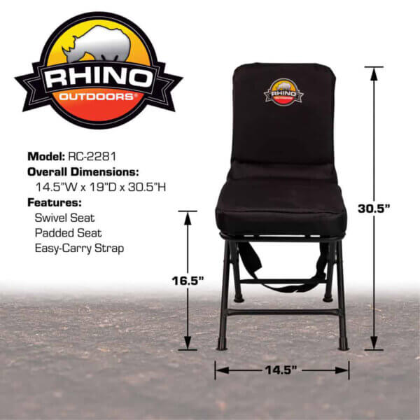 Rhino Blinds RC2281 Padded Swivel Hunting Chair  360 Degree Swivel Black 600D Polyester