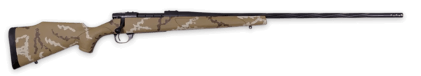 Weatherby VHH653WR8B Vanguard Outfitter 6.5-300 Wthby Mag 3+1 26 Threaded/Spiral Fluted  Graphite Black Barrel/Rec  Tan with Brown & White Sponge Synthetic Stock  Accubrake Muzzle Brake  Adj. Trigger”