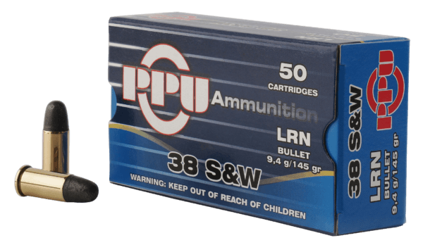 PPU PPH38SW Handgun  38 S&W 145 gr Lead Round Nose 50rd Box