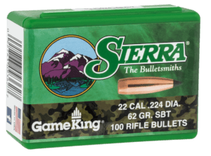 Sierra 9362 GameKing .224 62 gr Spitzer Boat-Tail (SBT) 100 Per Box