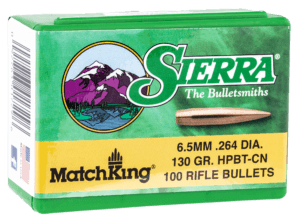Sierra 1729 MatchKing 6.5 Creedmoor .264 130 gr Hollow Point Boat-Tail (HPBT) 100 Per Box