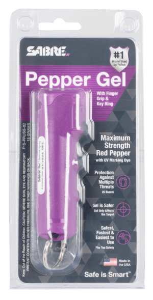 Sabre F15PRUSG02 Flip Top Pepper Gel OC Pepper Effective Distance 10 ft .53 oz Purple Includes Key Ring