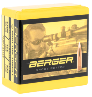 Berger Bullets 24428 Target Match Grade 6mm .243 105 gr Boat Tail 100 Per Box