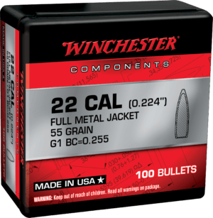 Winchester Ammo WB556MC55D Centerfire Rifle Reloading 5.56x45mm NATO .224 55 gr Full Metal Jacket Boat-Tail (FMJBT)