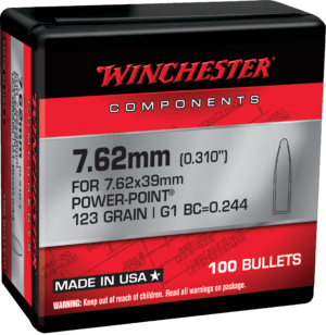 Winchester Ammo WB762P123X Centerfire Rifle Reloading 7.62mm .310 123 gr Power-Point (PP)