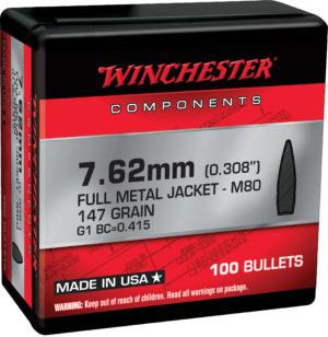 Winchester Ammo WB762147NX Centerfire Rifle Reloading 308 Win 7.62x51mm NATO .308 147 gr Full Metal Jacket (FMJ)