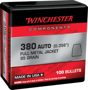Winchester Ammo WB38MC130X Centerfire Handgun Reloading 38 Cal .356 130 gr Full Metal Jacket (FMJ)