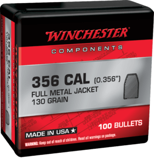Winchester Ammo WB38MC130X Centerfire Handgun Reloading 38 Cal .356 130 gr Full Metal Jacket (FMJ)