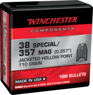 Winchester Ammo WB38HP110X Centerfire Handgun Reloading 38 Special .357 110 gr Jacketed Hollow Point (JHP)