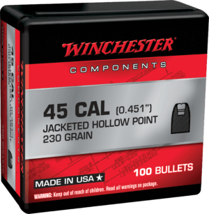 Winchester Ammo WB45HP230D Centerfire Handgun Reloading 45 Cal .451 230 gr Jacket Hollow Point 500rd Box
