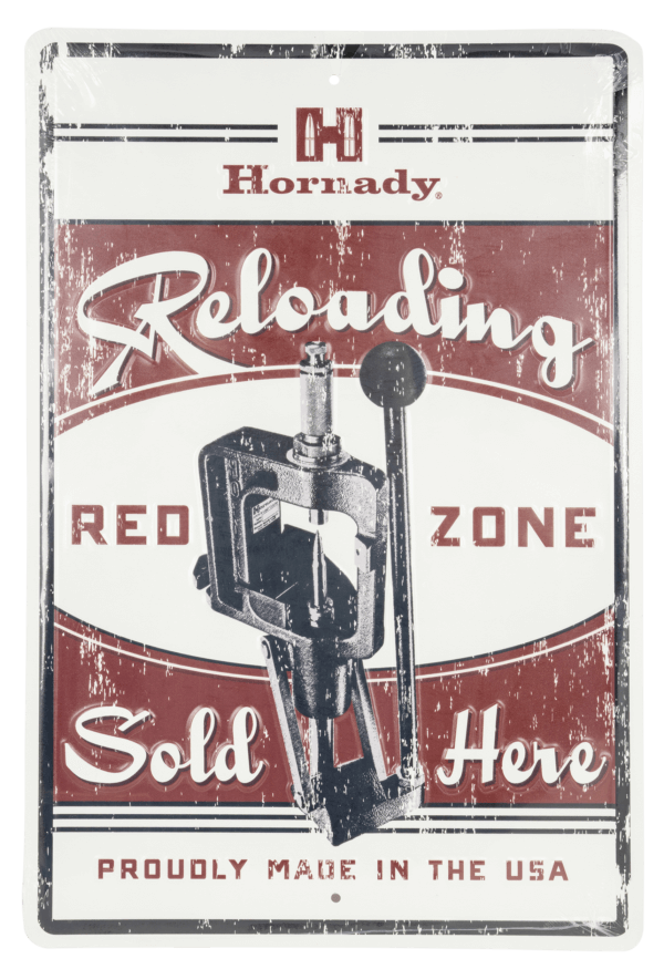 Hornady 99130 Reloading Red Zone Tin Sign Red White Black Tin 12 x 18″”