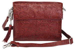 Gun Tote’n Mamas/Kingport GTM22CHRY Tooled American Cowhide Clutch  Cherry Leather Includes Standard Holster