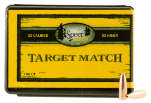 Speer 1036 Target Match 22 Caliber .224 52 GR Hollow Point Boat Tail 100 Box