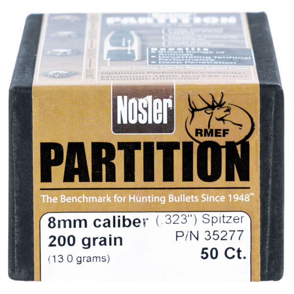 Nosler 35277 Partition 8mm .323 200 gr Partition Spitzer 50 Per Box