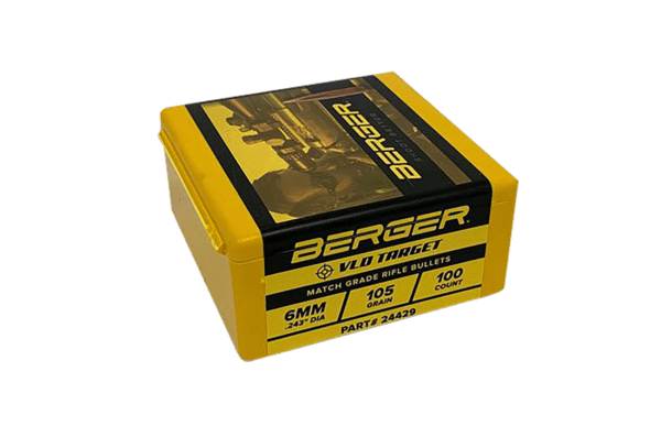 Berger Bullets 24429 VLD Target Long Range 6mm .243 105 gr Secant Very Low Drag 100 Per Box