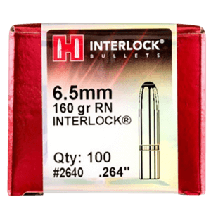 Hornady 2640 InterLock 6.5mm .264 160 gr Round Nose (RN)