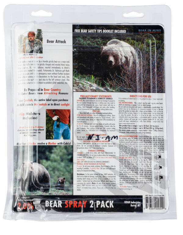 UDAP BS2 Bear Spray OC Pepper Range 30 ft 7.90 oz 2 Pack