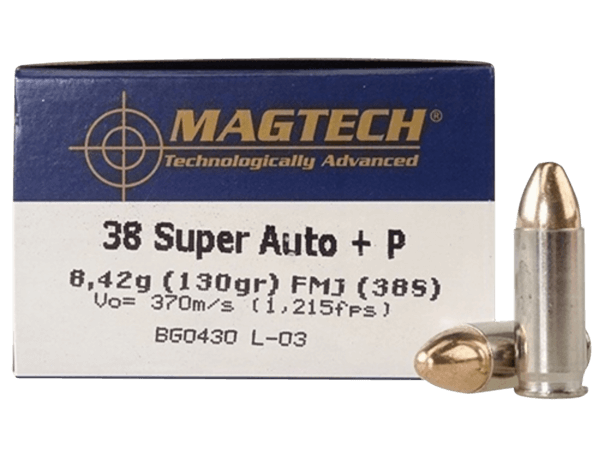 Magtech 38S Range/Training Target 38 Super +P 130 gr Full Metal Jacket (FMJ) 50rd Box