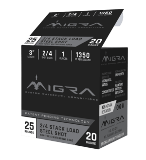 Migra Ammunitions M20S24 Combinational 20 Gauge 3″ 1 oz 2/4 Shot 25rd Box