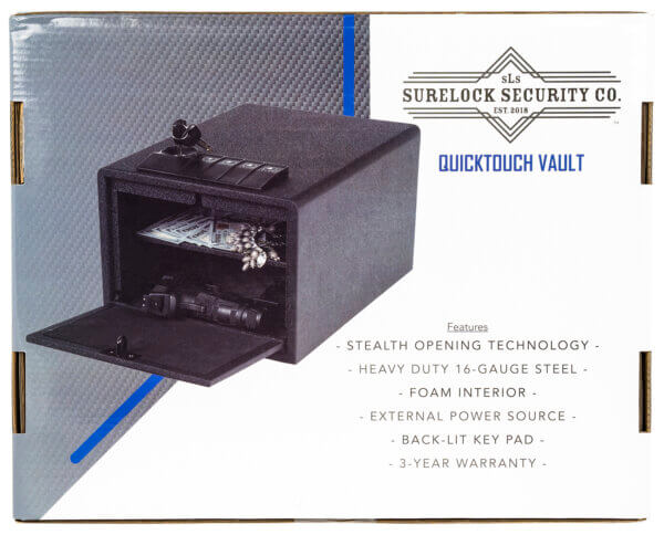 Surelock Security 3418949 QuickTouch 300 Digital Keypad/Biometric/Key Entry Matte Black Steel Holds 2 Handguns 7.48″ H x 13″ W x 10.04″ D