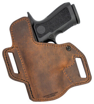 Versacarry C22131 Compound  OWB Size 3 Distressed Brown Leather Belt Slide Fits Most SubCompact Right Hand