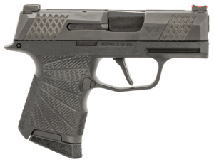 Wilson Combat SIGWCP3659BAT P365 Action Tuned 9mm Luger 10+1 (2) 3.10″ Black X-Tac Pattern Serrated Slide Polymer Frame Sunburst Grips Fiber Optic Sights Grayguns Flat Face Trigger