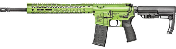Black Rain Ordnance BROFUSIONZGB Spec15 Fusion 5.56x45mm NATO 30+1 16″ Zombie Green Battleworn 12″ M-LOK MFT EPG16 Grip/Minimalist Stock