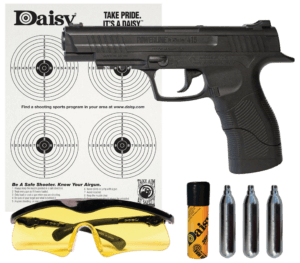 Daisy 985415242 415 Powerline Kit CO2 177 BB 21+1 495 fps Black Polymer Frame with Pic. Rail Fiber Optic Sight Includes Ammo/Target/Glasses/CO2 Cartridges
