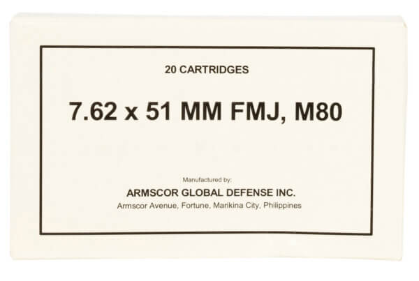 Armscor 50319 Rifle M80 7.62x51mm NATO 147 gr Full Metal Jacket 20rd Box