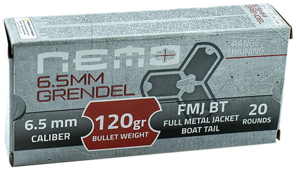 Nemo Arms 65GNA120PPU   6.5 Grendel 120 gr Full Metal Jacket Boat Tail 20 Per Box/ 20 Cs