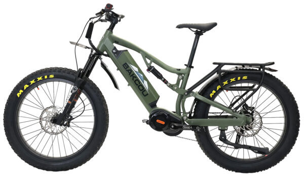 Bakcou E-bikes BS19GB25 Storm 25 Large Matte Army Green 19″ w/Stand Over Height of 30.50″ Frame  Sram 9sp  40t Front & Sram 11-34t Rear Cassette Bafang M620 Ultra Motor