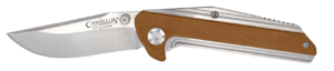 Camillus 19195 Sevens 2.75″ Folding Plain Silver AUS-8 Carbonitride Titanium Non-Stick Blade Desert Tan/SS G10/SS Handle
