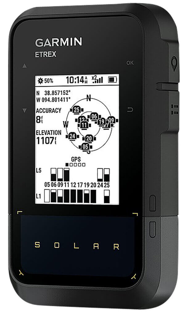 Garmin 0100278200 eTrex Solar GPS/Smart Features 28MB Memory Black 2.20″ Transflective/Monochrome Display Compatible w/Garmin Explore App