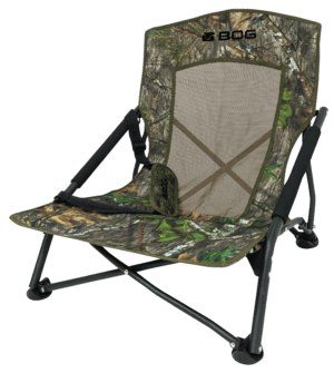 Bog-Pod 1134444 Snood  Low-Profile Chair  4 Legs  Mossy Oak Camo  Steel Frame  Carry Strap