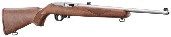 Ruger 31275 10/22 75th Anniversary Sporter 22 LR 10+1 18.50″ Satin Stainless Steel Barrel & Receiver Walnut Fixed Stock Scope Base Adapter